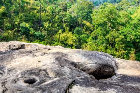 Stone hole in forest. Stock Photos