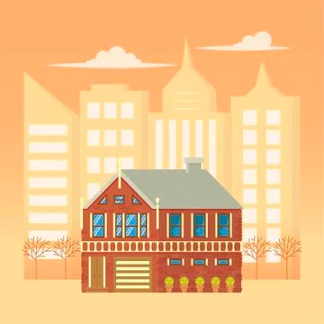 Stone home or cottage building Stock Illustration