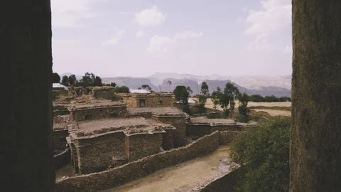 Stone Homes in Ethiopia Stock Footage