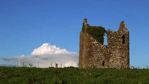 Stone house ruins with cloud timelapse Stock Footage 71731103