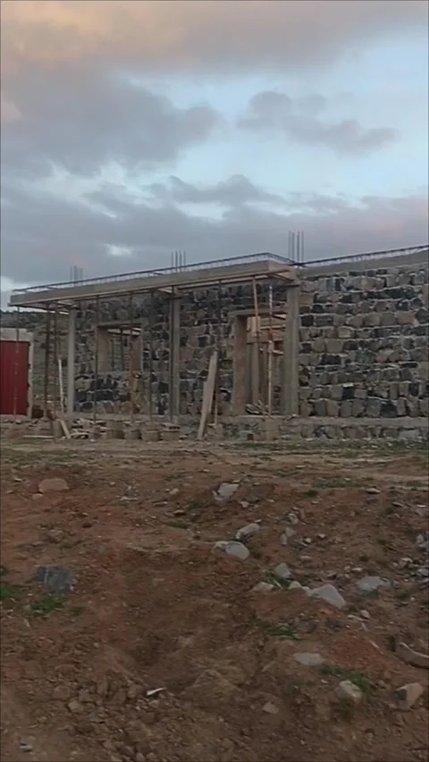 Stone House Under Construction in Rural Area Stock Footage 335416021
