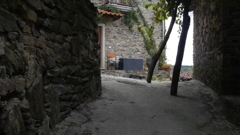 Stone house with vineyard. Stock Footage 80248849