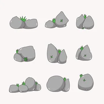 Stone icon collection. flat style elements. cartoon isolated illustration Stock Illustration