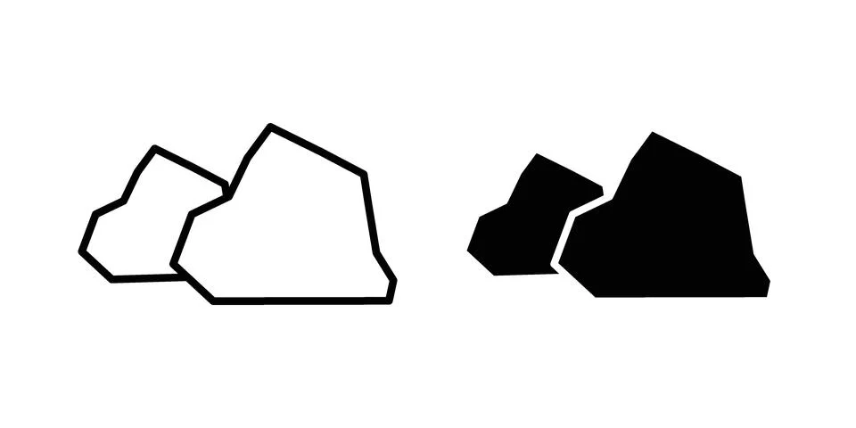 Stone icon set modern line and solid style collection. Stock Illustration
