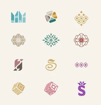 Stone icons set Stock Illustration