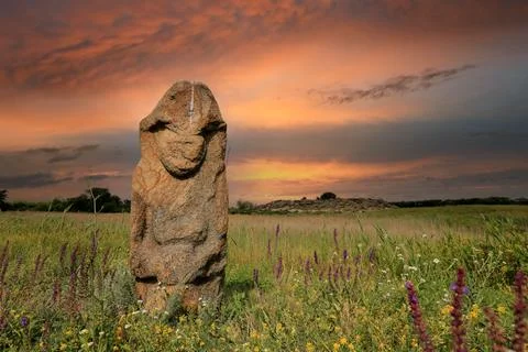Stone idol in steppe Fotos de archivo