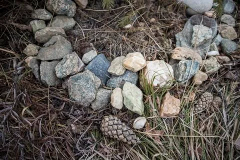 Stone Installation in the Forest Stock Photos