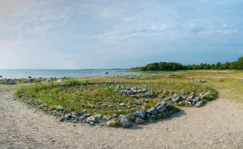 Stone labyrinth on the Solovki. Stock Photos