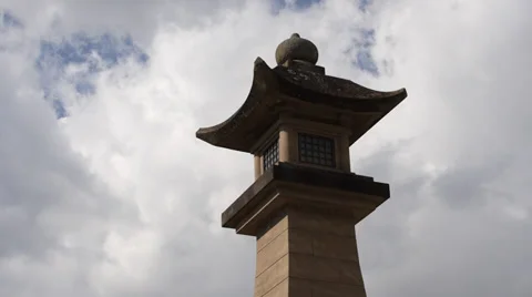 Stone Lantern and Clouds in Matsue Time Lapse 스톡 동영상 32455012