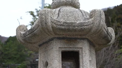 Stone lantern architectural detail Close-Up in Hachimangu Shrine Hakodate Japan 動画素材 324959767