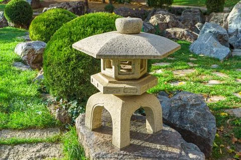 Stone lantern in japanese garden Stock Photos