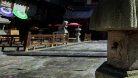Stone lantern in a quiet courtyard at a traditional Japanese temple Stock Footage 344549246