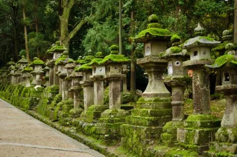 Stone lanterns in nara Stock Photos