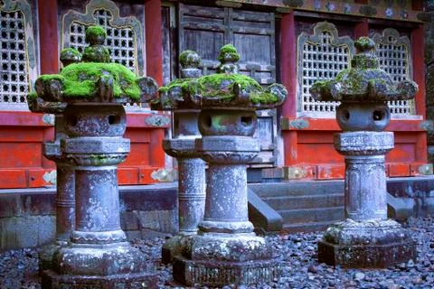 Stone Lanterns at Nikko Toshogu Shrine, Nikko, Japan Stock Photos