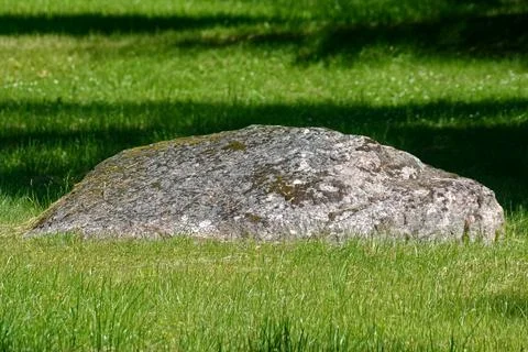 Stone on the lawn. Stock Photos