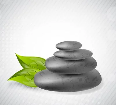 Stone with leaves Stock Illustration