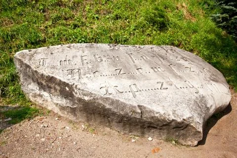 Stone with letters 스톡 사진