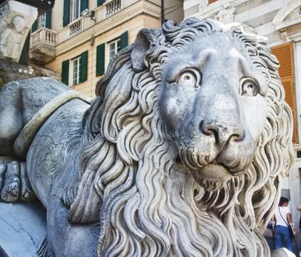 Stone lion in close up Stock Photos