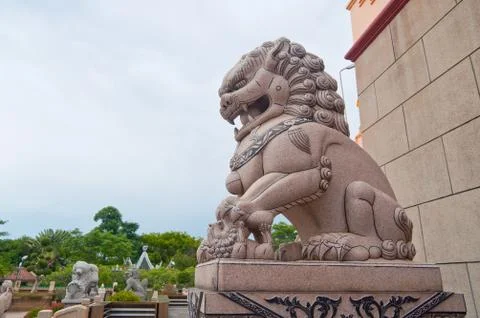 Stone lion statue Stock Photos