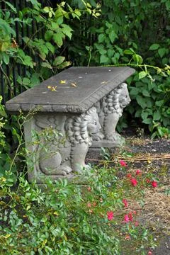 Stone lions bench Foto stock