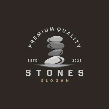 Stone Logo, Premium Elegant Design, Stone Balance Vector, Stepping Rock Wal.. Stock Illustration