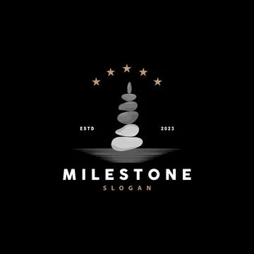 Stone Logo, Premium Elegant Design, Stone Balance Vector, Stepping Rock Wal.. Stock Illustration
