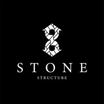 Stone logo with simple stone house structure design, symbol concept, illust.. Stock Illustration