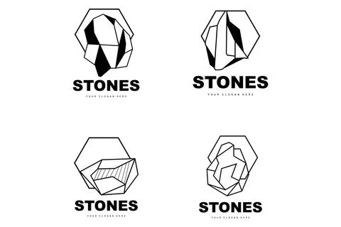Stone Logo, Vector Stone Modern With Geometry Line Style, Design For Aesthe.. Stock Illustration