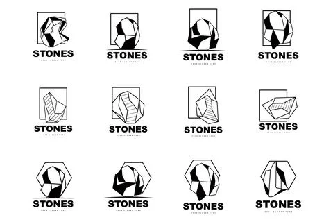 Stone Logo, Vector Stone Modern With Geometry Line Style, Design For Aesthe.. Stock Illustration
