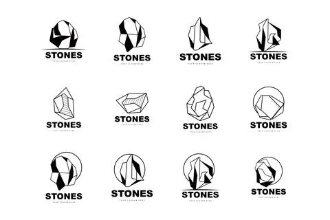 Stone Logo, Vector Stone Modern With Geometry Line Style, Design For Aesthe.. Stock Illustration