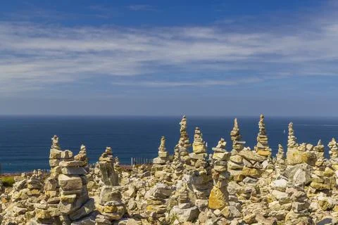 Stone man in Cap de la Chevre, Crozon, Brittany, France Stock Photos