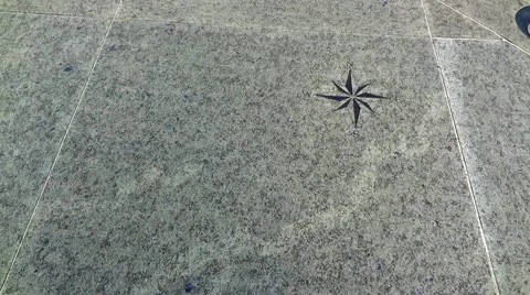 Stone Map Maple Leaf and Compass on Granite Floor 1 HD Stock Footage 12452002