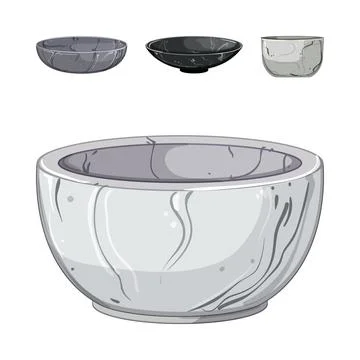 Stone marble bowls set kitchenware concept Stock Illustration