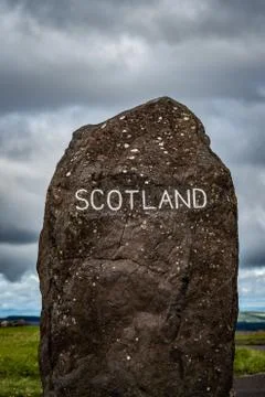 A Stone Marking the Border Between Scotland and England Stock Photos