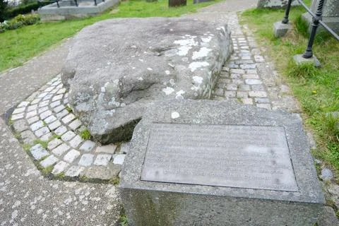 Stone marking the Grave of Saint Patrick at Down Cathedral Stock Photos