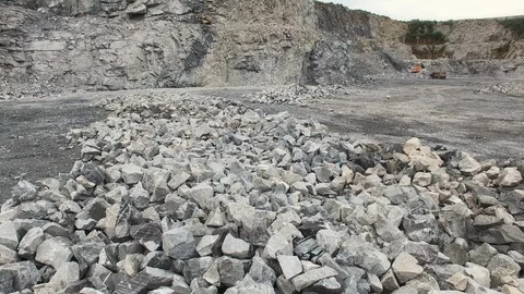 Stone mass extracted from mountain quarry for mining industry Video stock 95069102