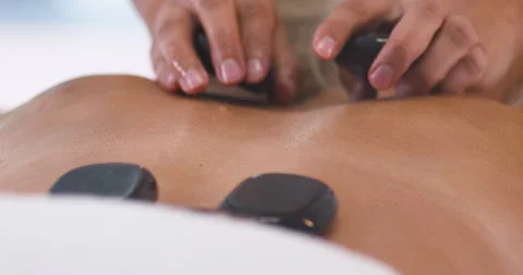 Stone massage in spa salon, back massage Video stock 211817812