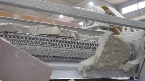 Stone materials are fall on conveyor belts. The process of converting Stock Footage 288071014