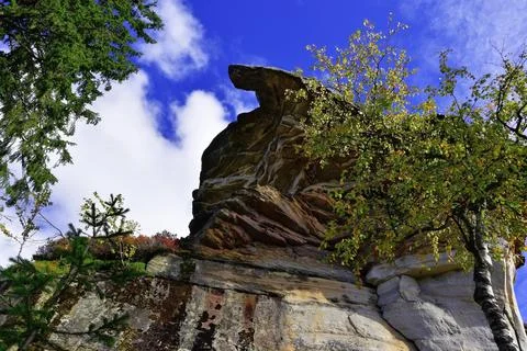 Stone megalith Feathered Guard is the second largest peak in the Kamenny Goro Stock Photos
