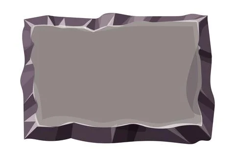 Stone menu panel, rock frame in comic cartoon style textured isolated on white 库存插图
