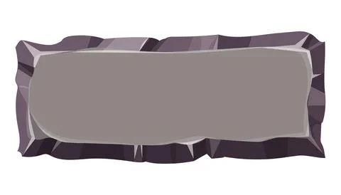 Stone menu panel, rock frame in comic cartoon style textured isolated on white 库存插图