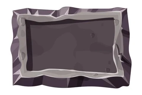 Stone menu panel, rock frame in comic cartoon style textured isolated on white 库存插图