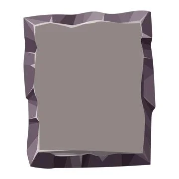 Stone menu panel, rock frame in comic cartoon style textured isolated on white 库存插图