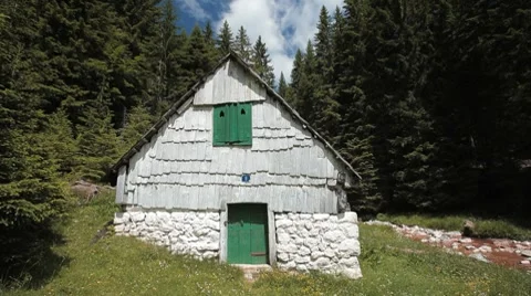 Stone mill beside mountain stream in forest HD Stock Footage 7733452