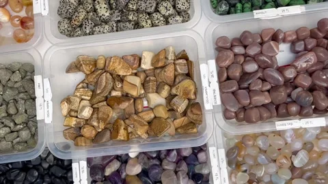 Stone minerals on the table Stock Footage 240390589