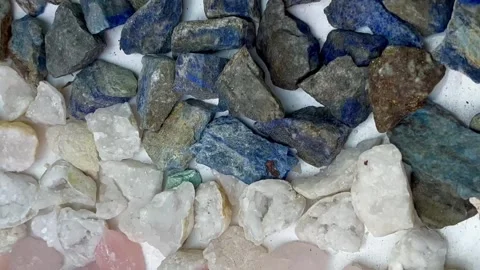 Stone minerals on the table Stock Footage 240390591