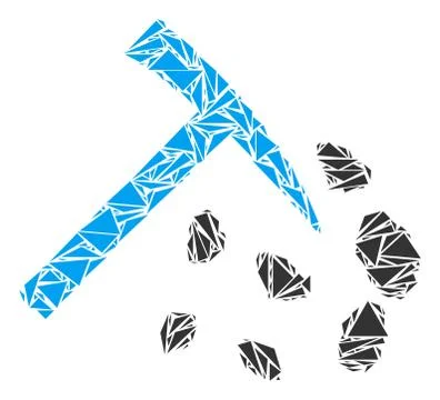 Stone Mining Hammer Collage of Triangles Stock Illustration