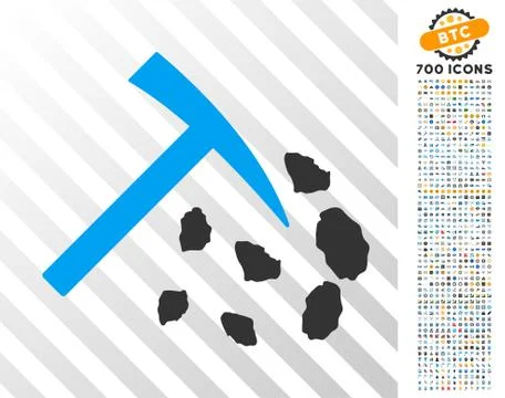 Stone Mining Hammer Flat Icon with Bonus Stock Illustration