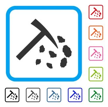 Stone Mining Hammer Framed Icon Stock Illustration