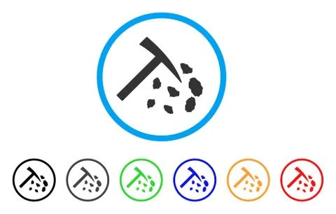 Stone Mining Hammer Rounded Icon Stock Illustration